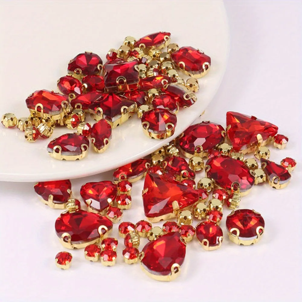 130pcs Mixed Shapes Crystal Rhinestones for DIY Clothing and Jewelry