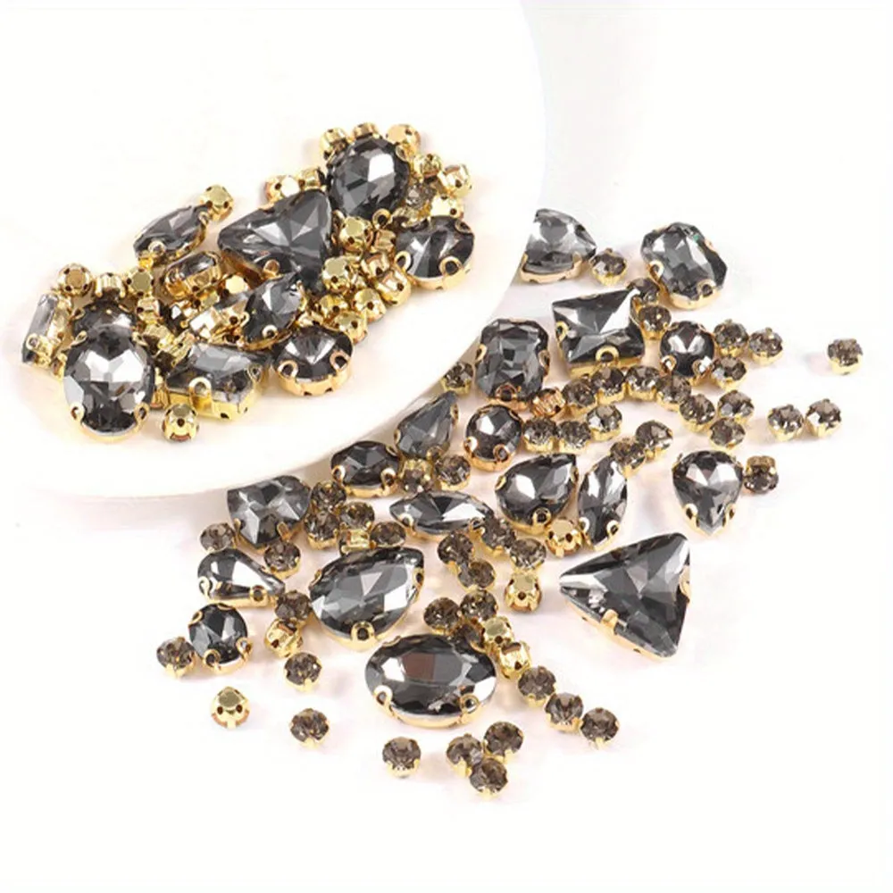 130pcs Mixed Shapes Crystal Rhinestones for DIY Clothing and Jewelry