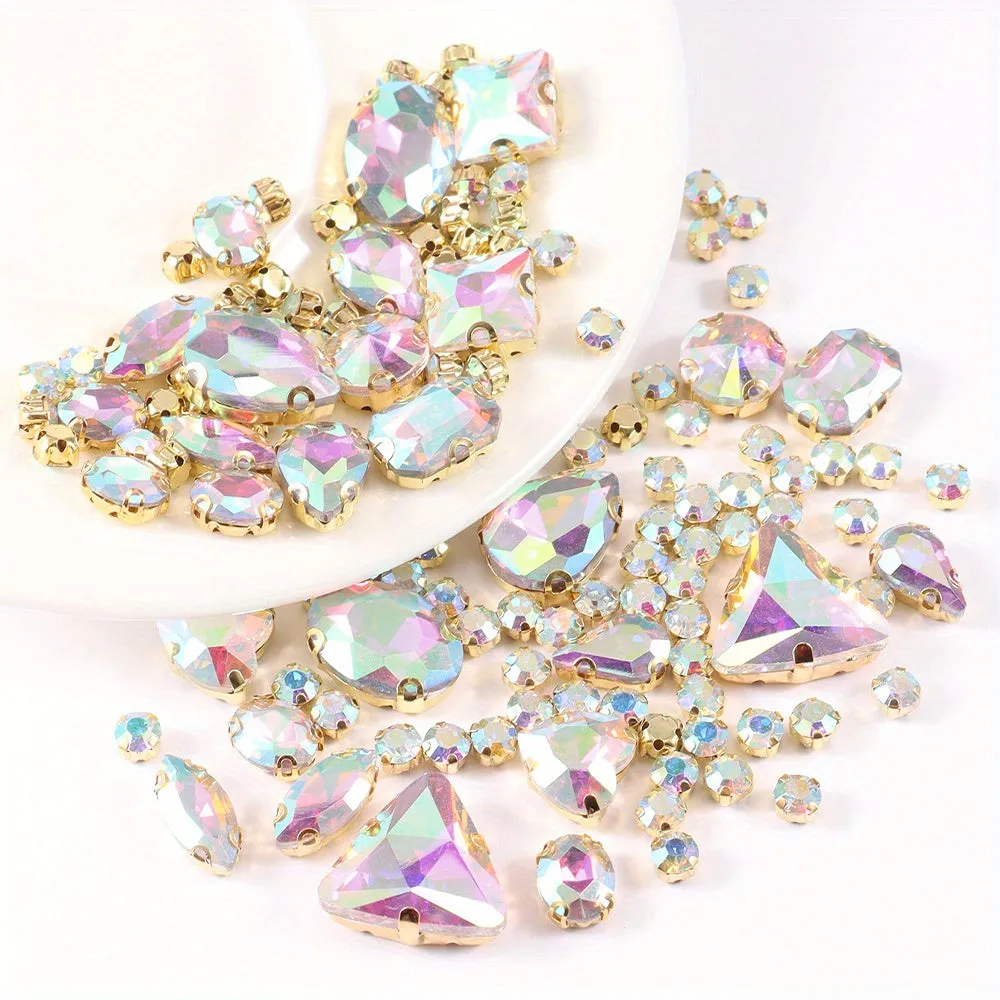 130pcs Mixed Shapes Crystal Rhinestones for DIY Clothing and Jewelry