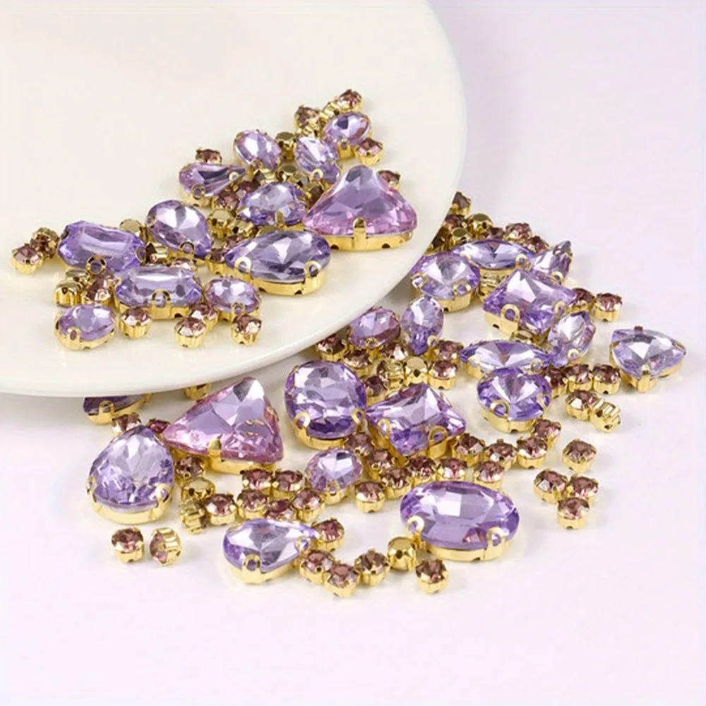 130pcs Mixed Shapes Crystal Rhinestones for DIY Clothing and Jewelry