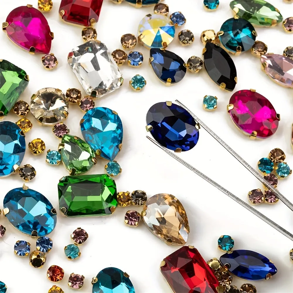 130pcs Mixed Shapes Crystal Rhinestones for DIY Clothing and Jewelry