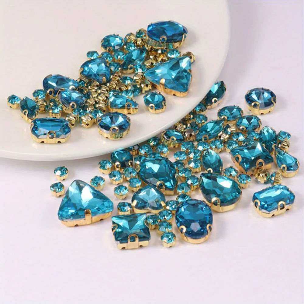 130pcs Mixed Shapes Crystal Rhinestones for DIY Clothing and Jewelry
