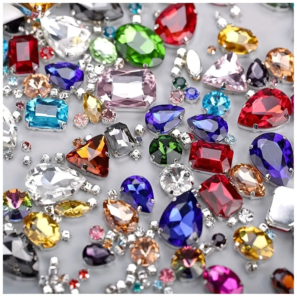 130pcs Mixed Shapes Crystal Rhinestones for DIY Clothing and Jewelry