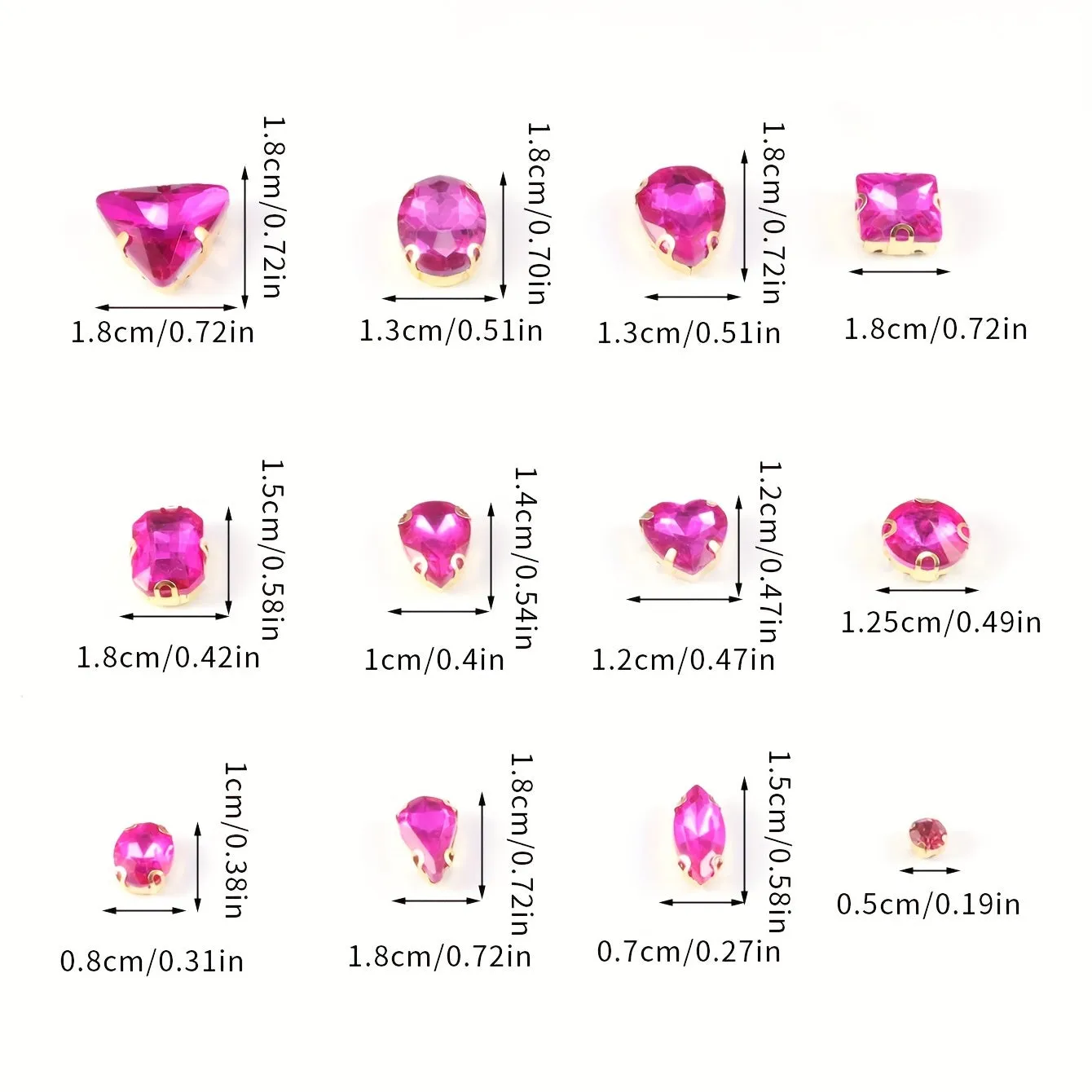 130pcs Mixed Shapes Crystal Rhinestones for DIY Clothing and Jewelry