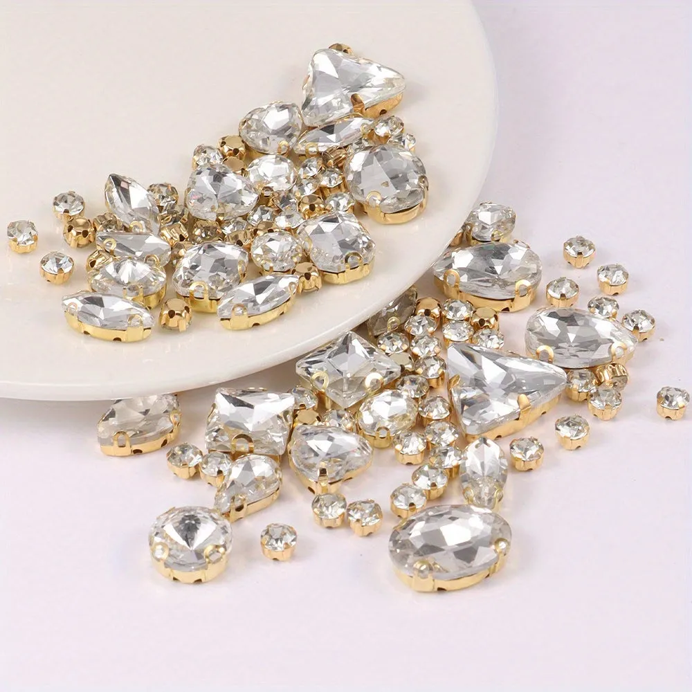 130pcs Mixed Shapes Crystal Rhinestones for DIY Clothing and Jewelry
