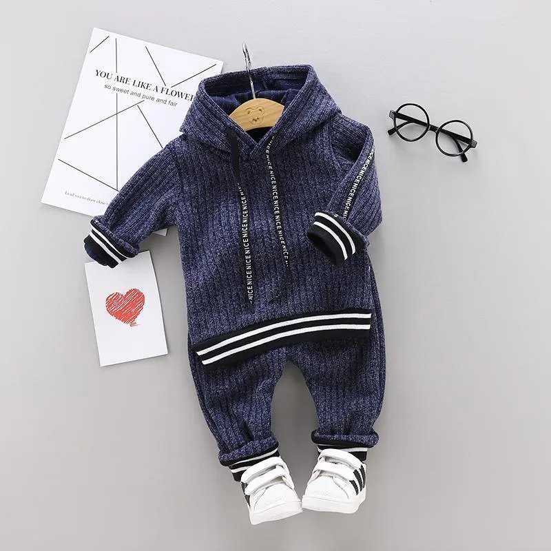 2-piece Stripe Hoodie and Pants Set(No Shoes)