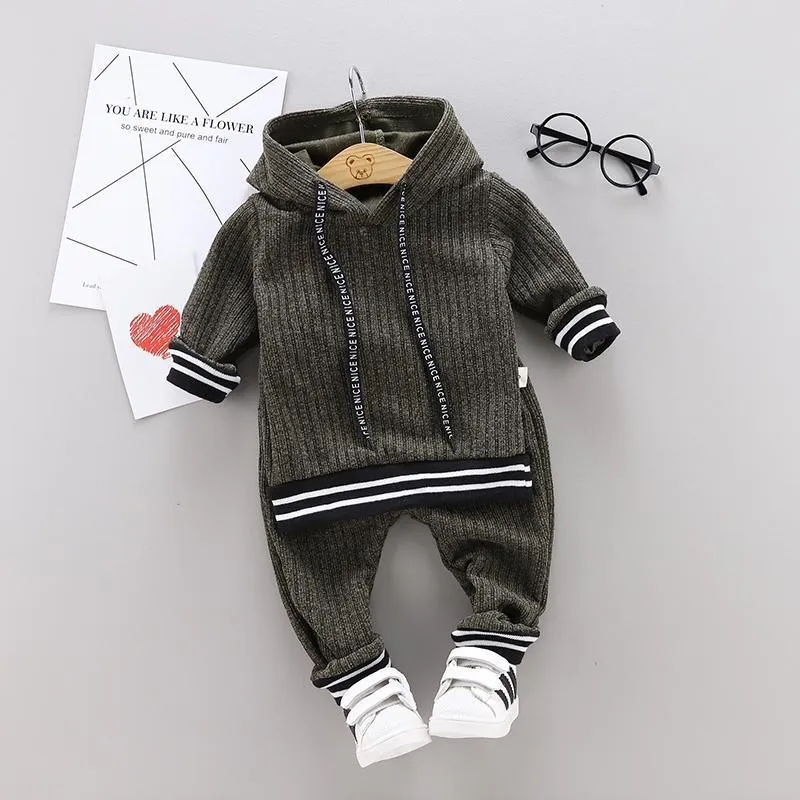 2-piece Stripe Hoodie and Pants Set(No Shoes)