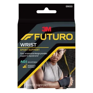3M Futuro Adult Sport Wrist Support, Wraparound, Adjustable, Black, 4-1/2 to 9-1/2 Inch, One Size Fits Most, 1 Case of 12