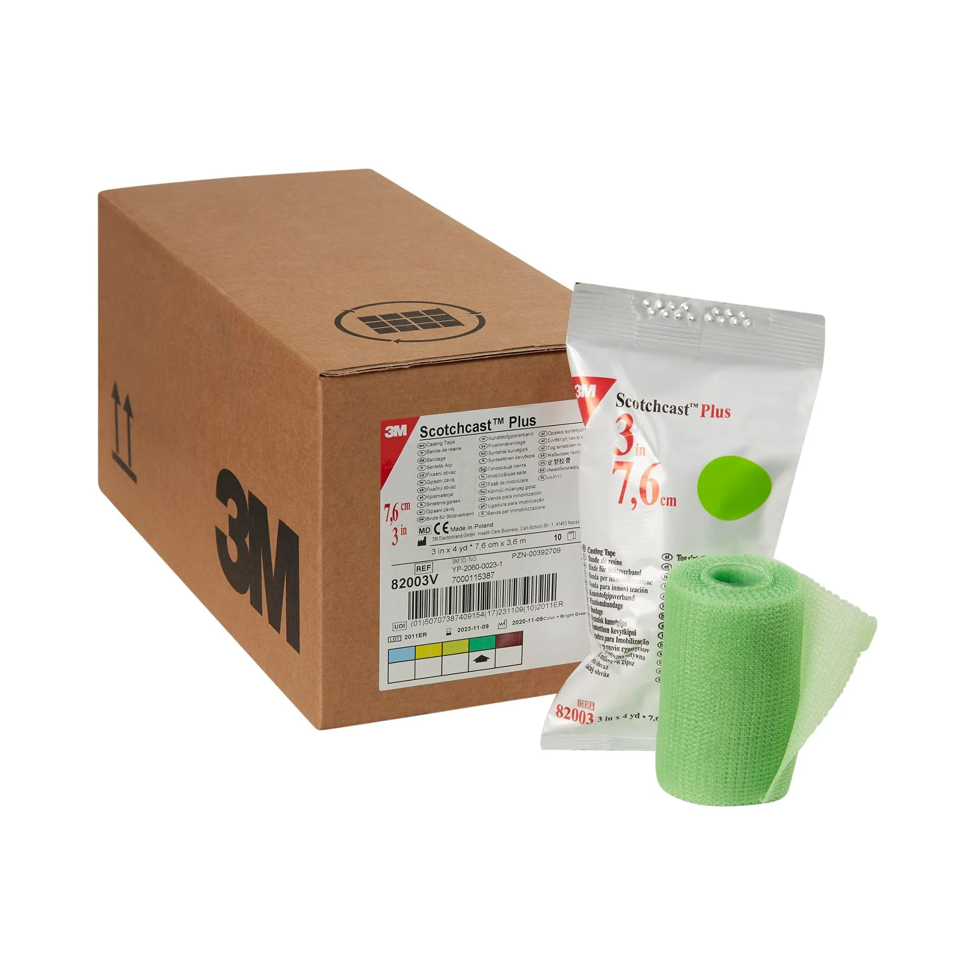3M™ Scotchcast™ Plus Bright Green Cast Tape, 3 Inch x 4 Yard, 1 Case of 10