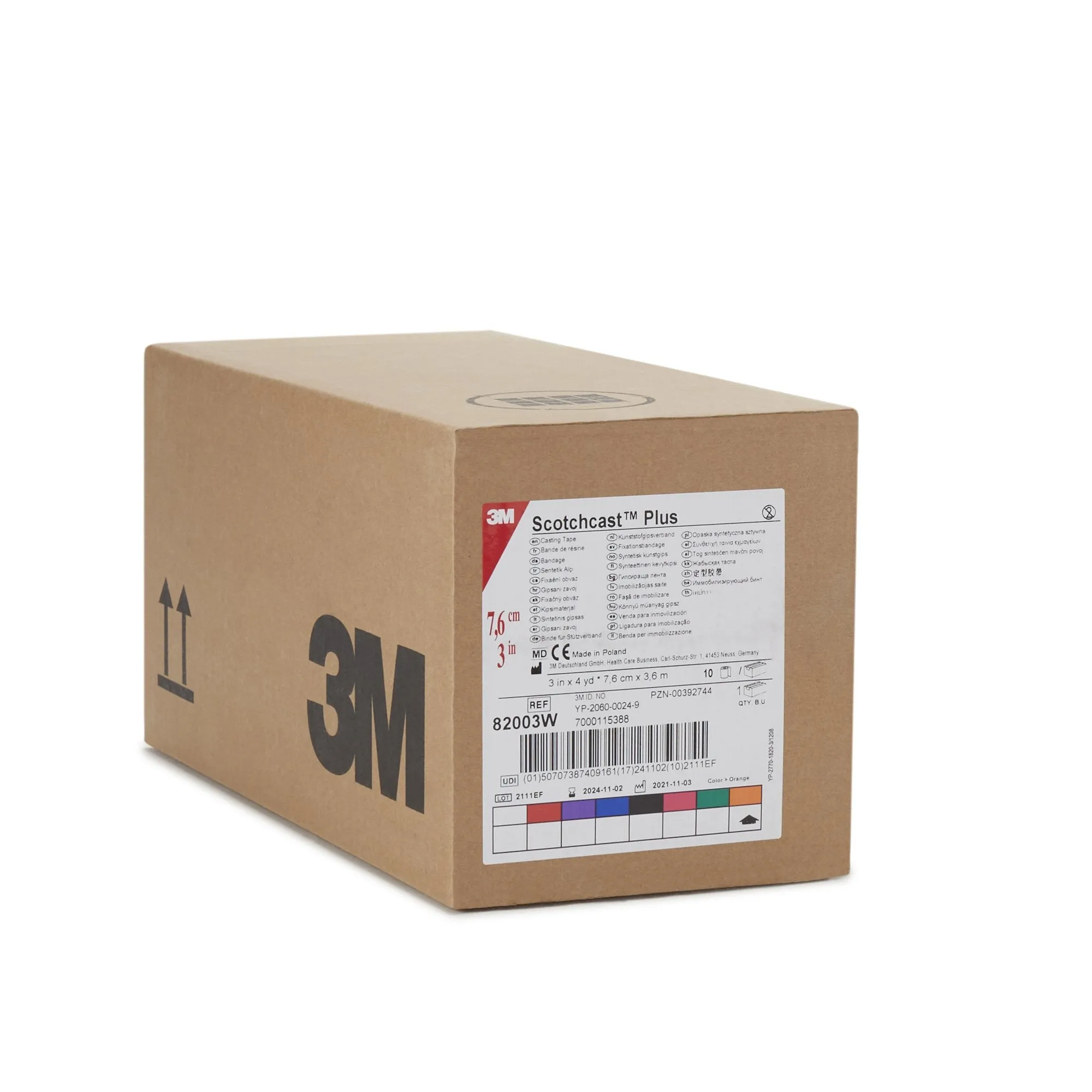 3M™ Scotchcast™ Plus Bright Orange Cast Tape, 3 Inch x 4 Yard, 1 Box of 10