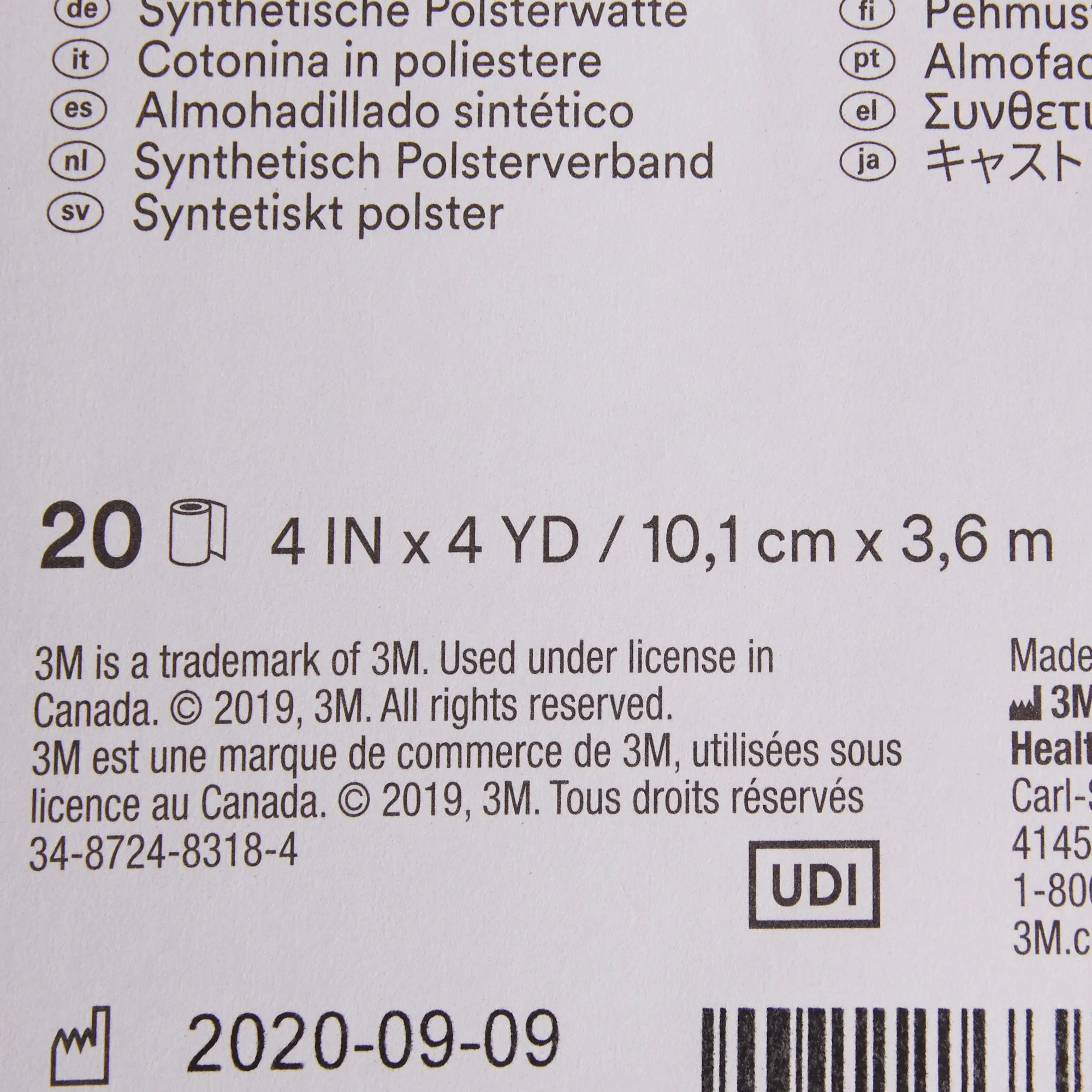 3M™ White Polyester Undercast Cast Padding, 4 Inch x 4 Yard, 1 Case of 80