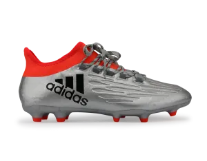 adidas Men's X 16.2 FG Silver Metallic/Black/Solar Red
