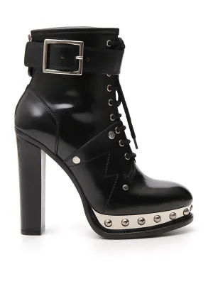 Alexander McQueen Studded Buckled Ankle Boots