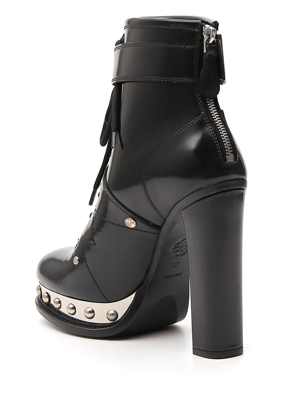 Alexander McQueen Studded Buckled Ankle Boots