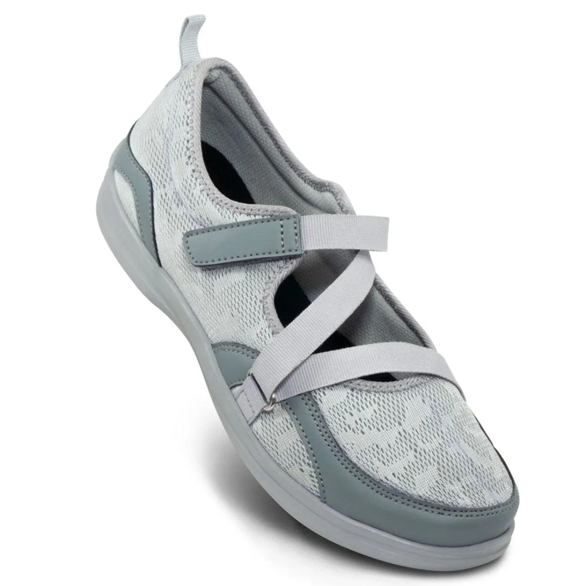 Apex A601w Orthopedic Mesh Mary Jane Women's Casual Shoe In Grey