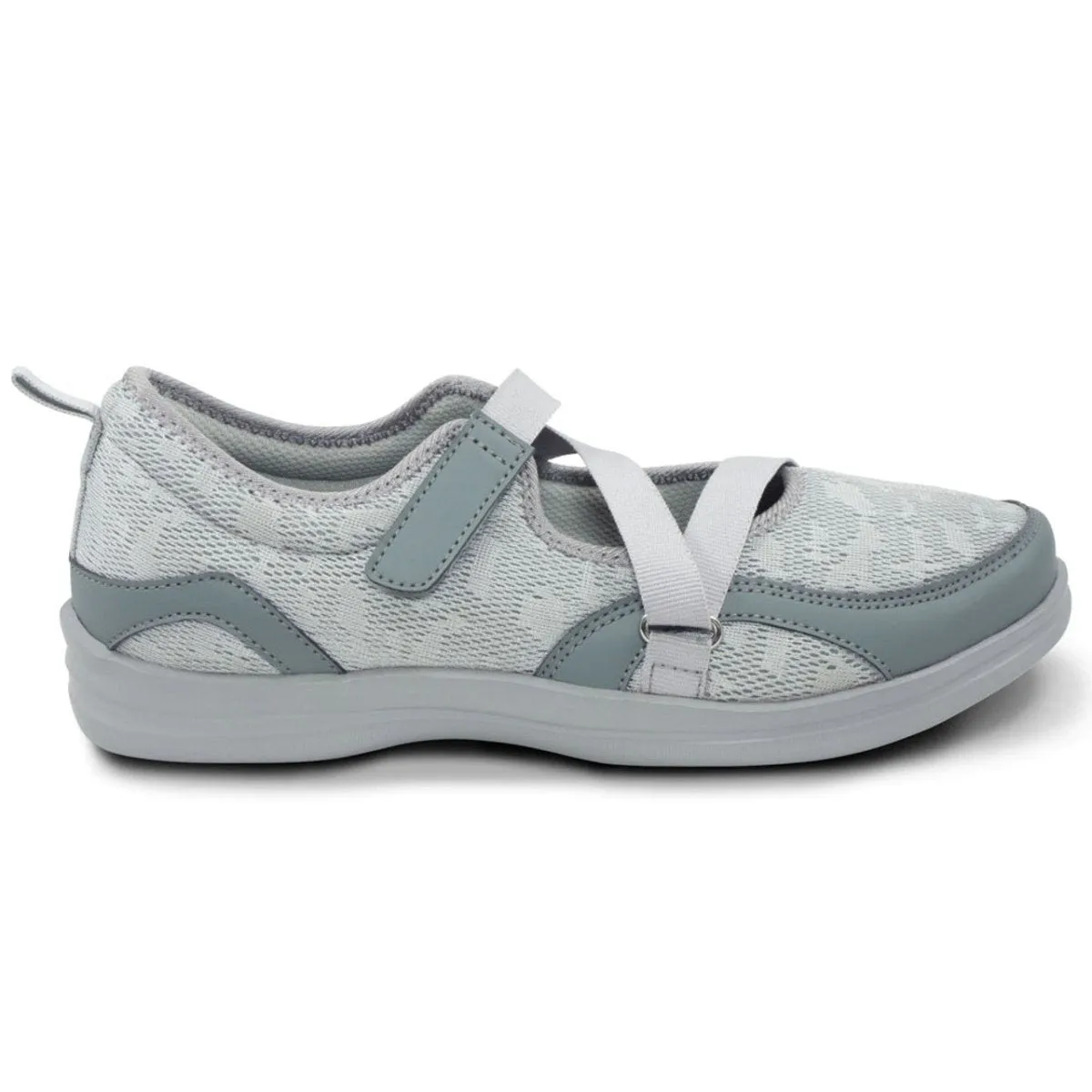 Apex A601w Orthopedic Mesh Mary Jane Women's Casual Shoe In Grey
