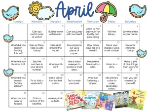 April Toddler Learn   PLAY Calendar