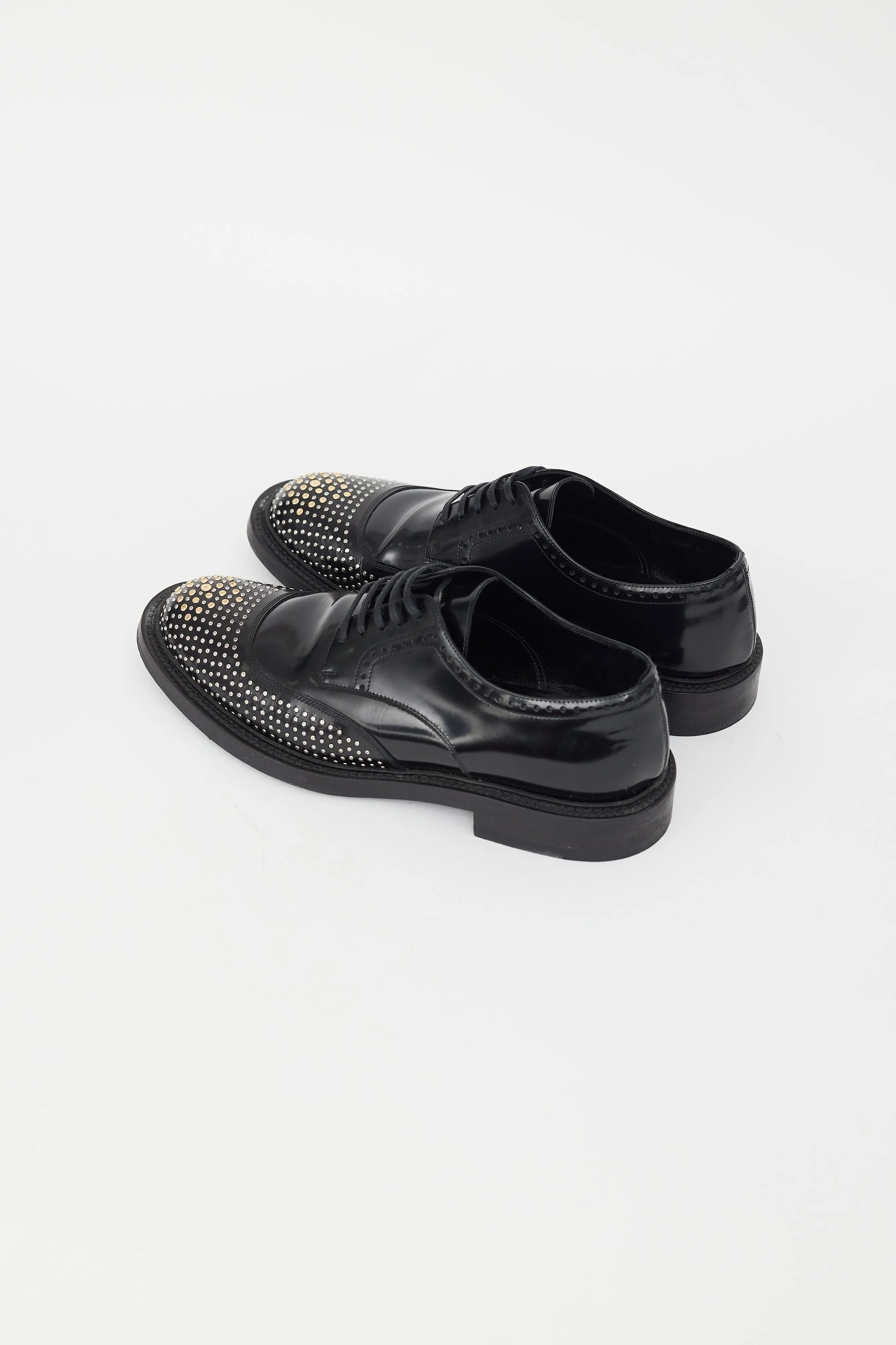 Black Patent Nail Studded Brogue