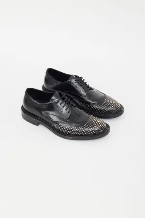 Black Patent Nail Studded Brogue