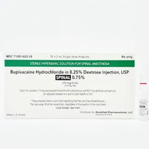 Bupivacaine Hydrochloride in 8.25% Dextrose Injection 0.75% (15mg/2mL) 10/Box (Rx)