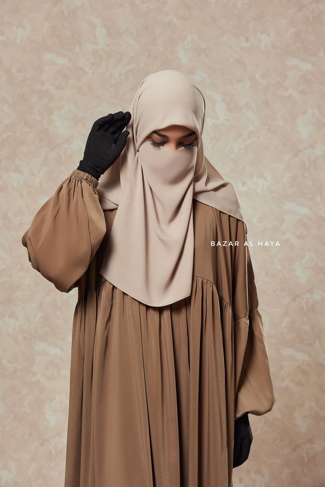 Camel Muna 2 Loose Fit Summer Abaya Dress - Sheen Kharir