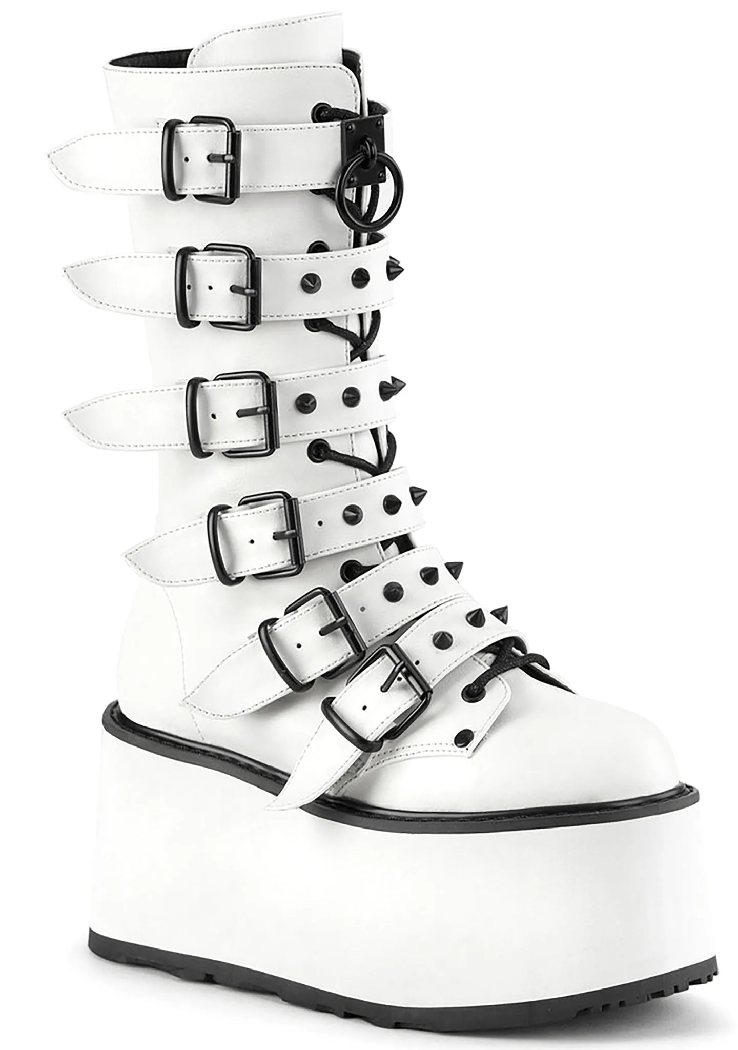 DAMNED 225 Sudden Death White Platform Boots