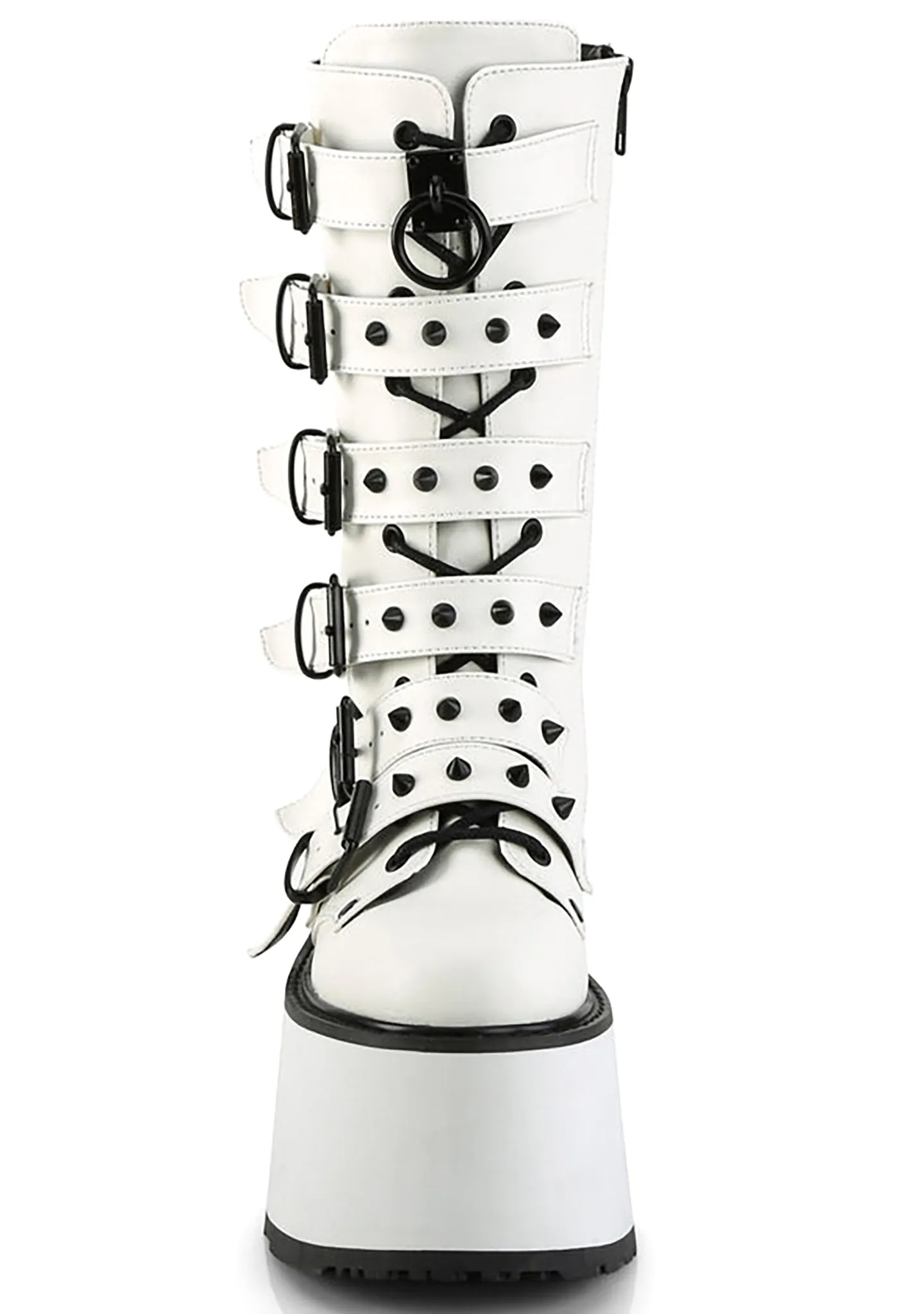 DAMNED 225 Sudden Death White Platform Boots