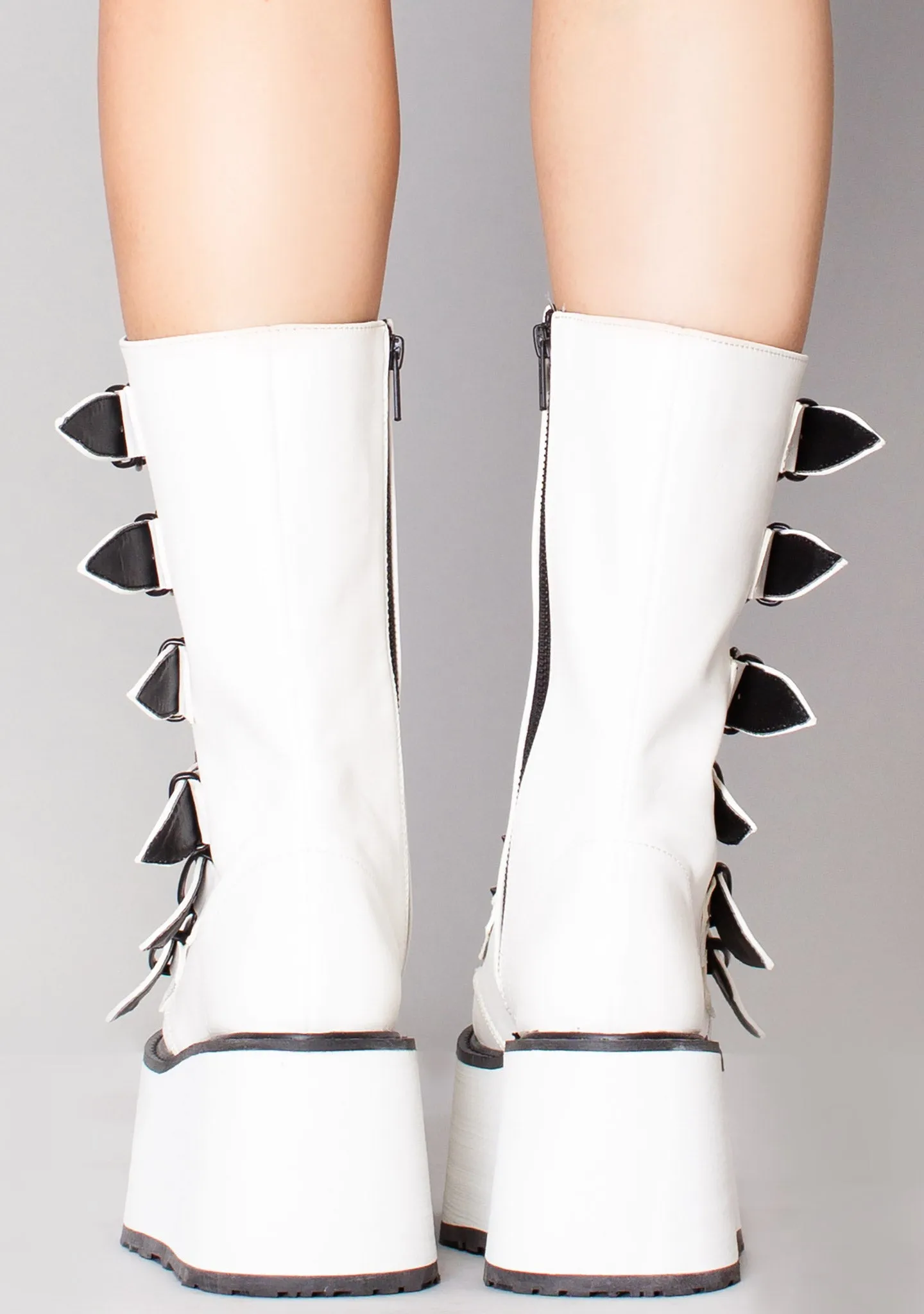DAMNED 225 Sudden Death White Platform Boots