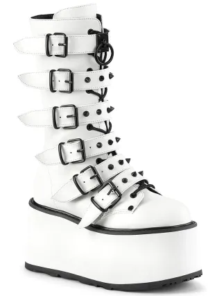 DAMNED 225 Sudden Death White Platform Boots