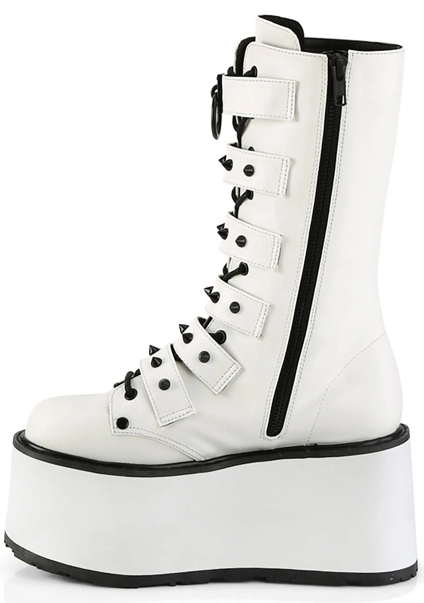 DAMNED 225 Sudden Death White Platform Boots