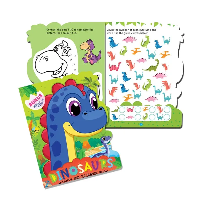 Dinosaur Activity and Colouring Book - Die Cut Animal Shaped Book : Children Interactive & Activity Book