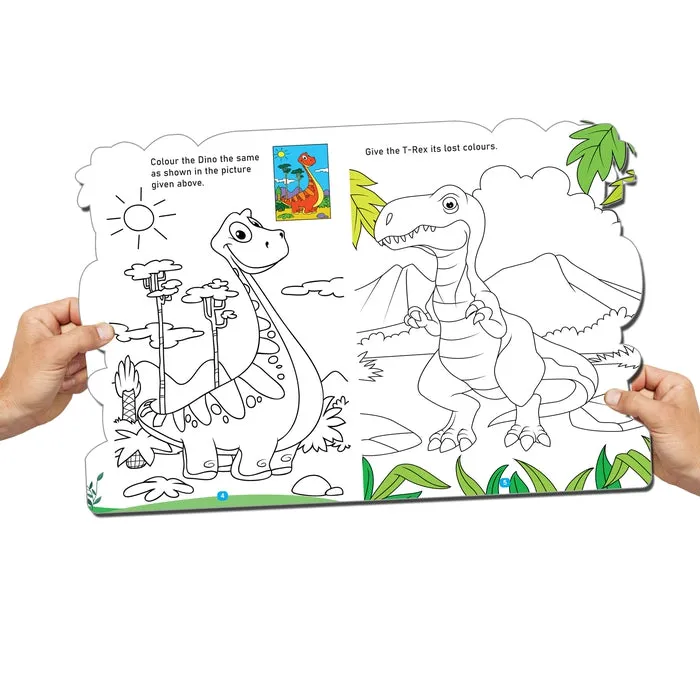 Dinosaur Activity and Colouring Book - Die Cut Animal Shaped Book : Children Interactive & Activity Book