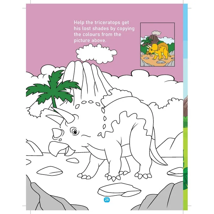 Dinosaur Activity and Colouring Book - Die Cut Animal Shaped Book : Children Interactive & Activity Book