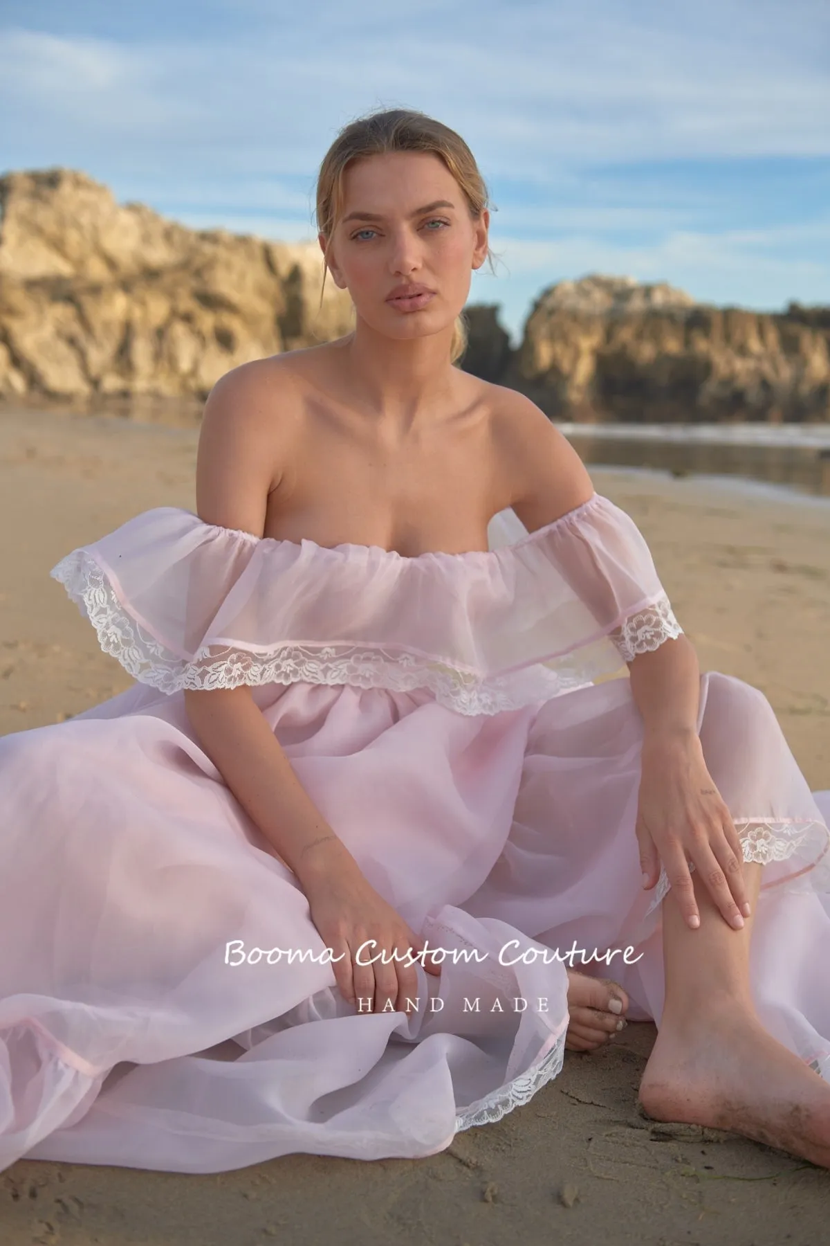 Graduation Gifts Baby Pink Organza Princess Prom Dresses 2022 Off the Shoulder Ruffles A-Line Prom Gowns Open Back Formal Party Dresses