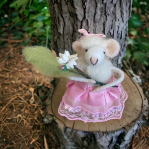 Hand crafted wool felted Bridesmaid mouse Bride Shower Flower Girl Bridesmaid Gift