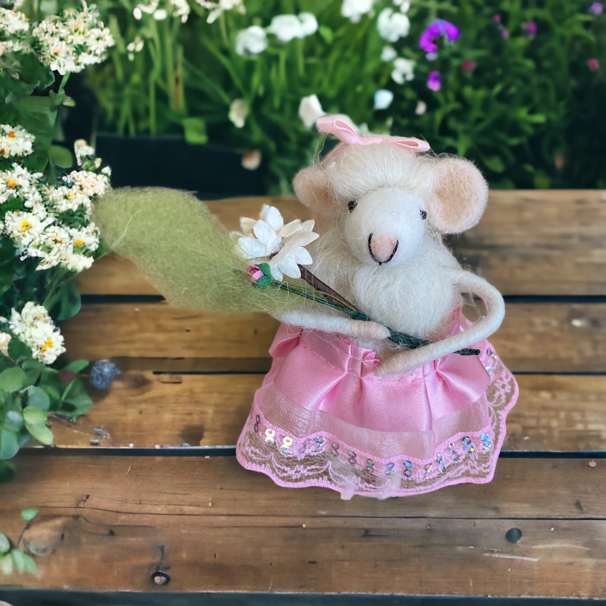 Hand crafted wool felted Bridesmaid mouse Bride Shower Flower Girl Bridesmaid Gift