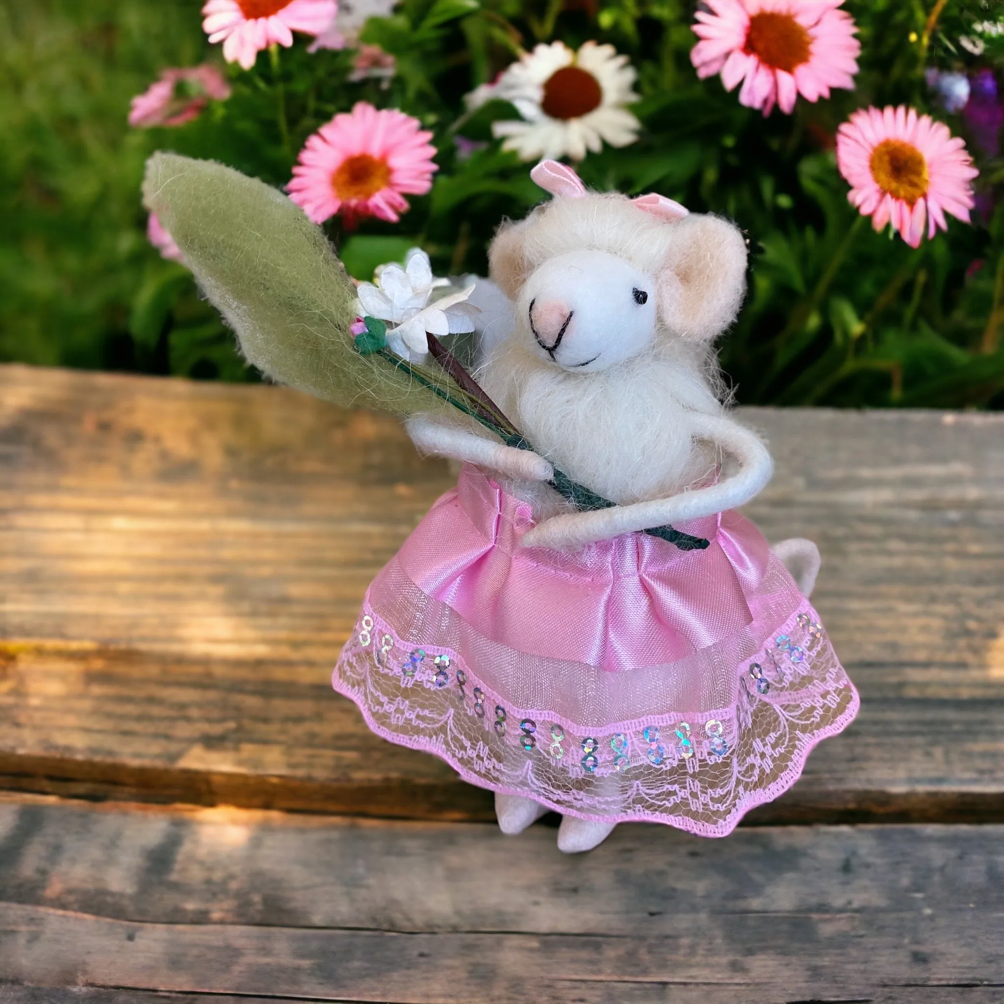 Hand crafted wool felted Bridesmaid mouse Bride Shower Flower Girl Bridesmaid Gift