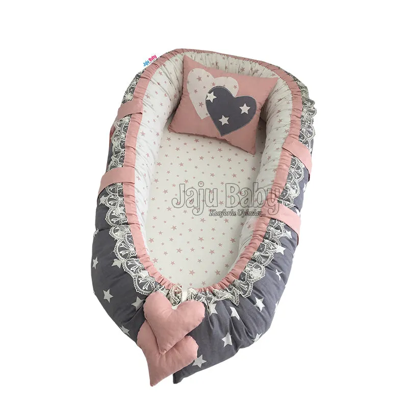 Jaju Baby Gray Star Babynest Orthopedic Baby Nest 100x60cm