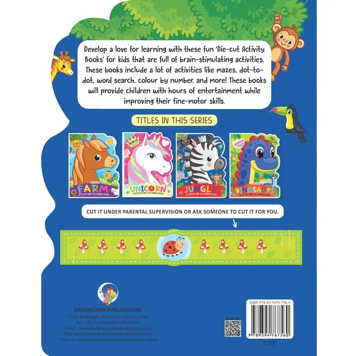 Jungle Activity and Colouring Book- Die Cut Animal Shaped Book : Children Interactive & Activity Book