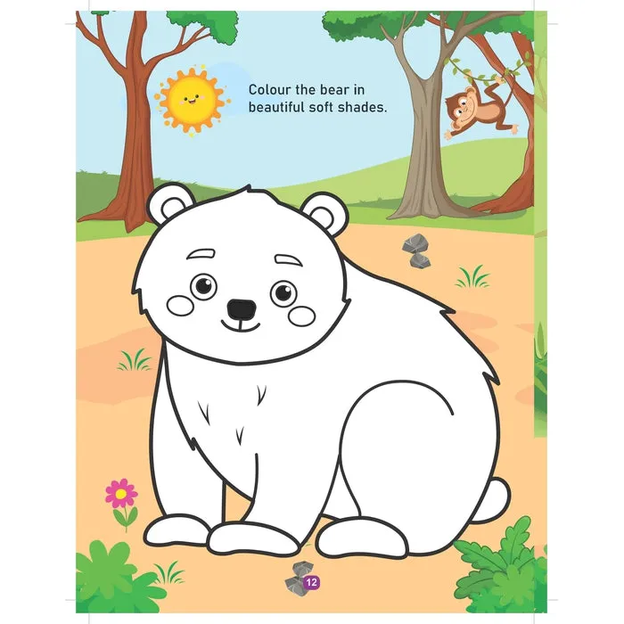 Jungle Activity and Colouring Book- Die Cut Animal Shaped Book : Children Interactive & Activity Book