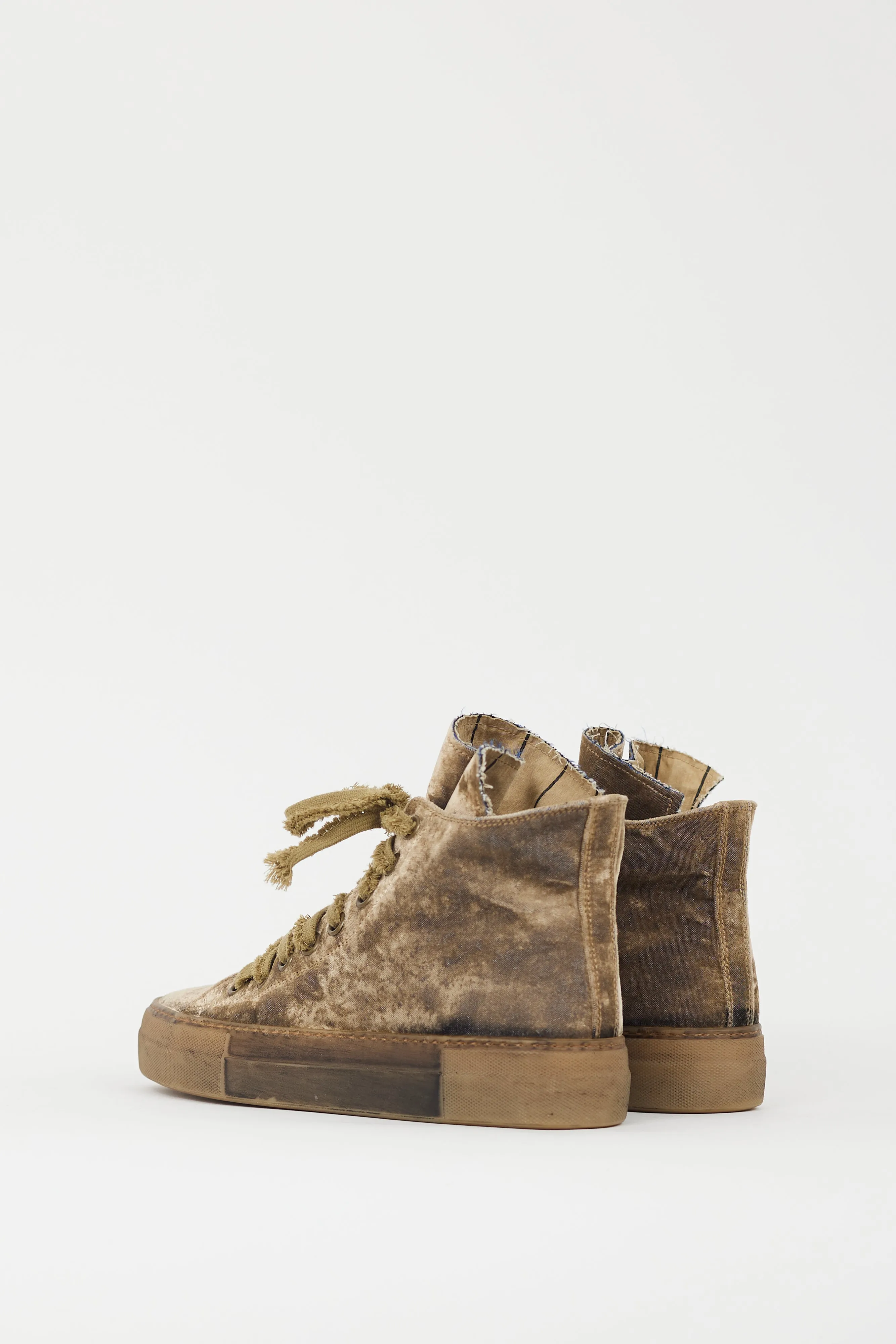 Khaki Brown Velvet Tennis Shoe Sneaker