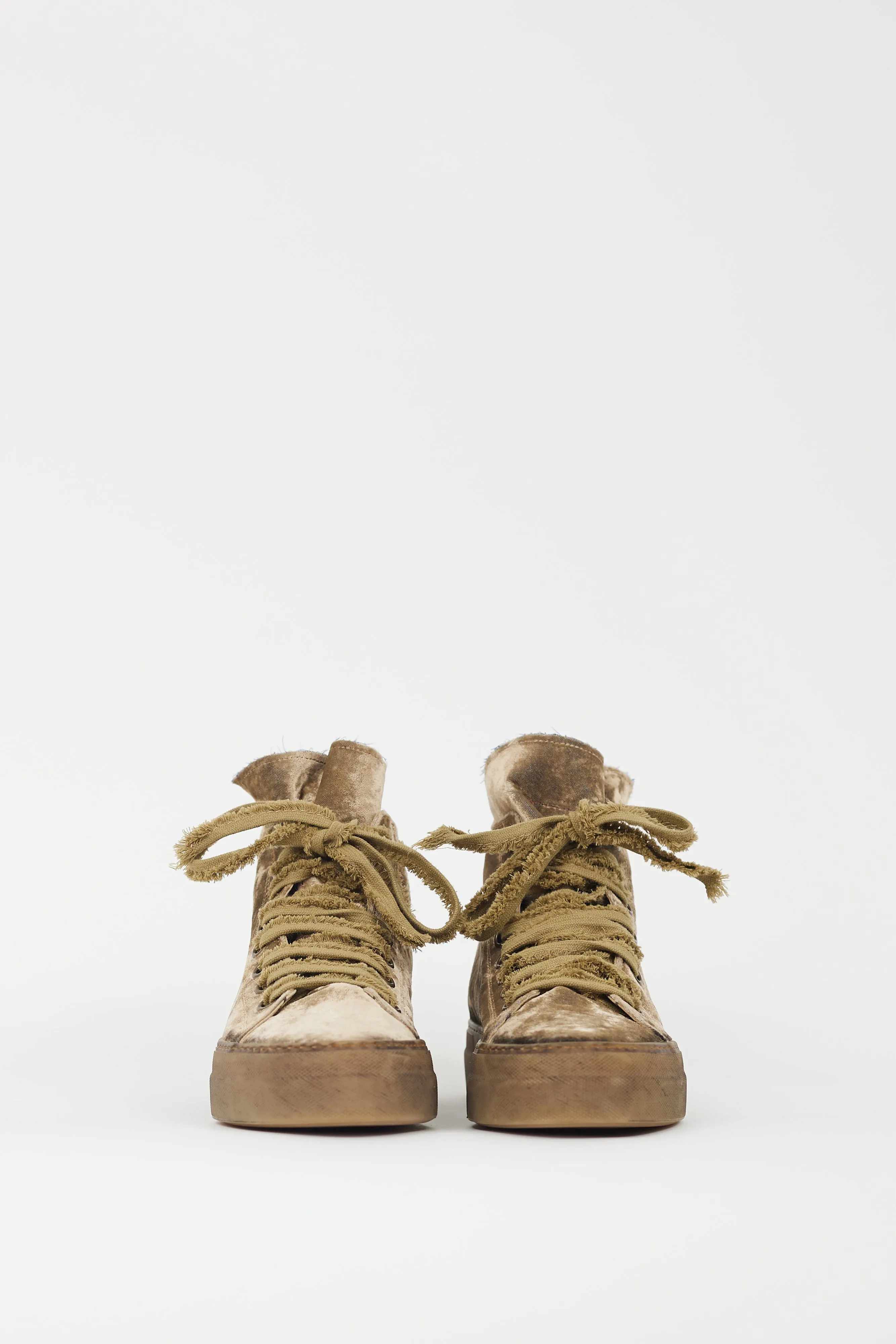 Khaki Brown Velvet Tennis Shoe Sneaker