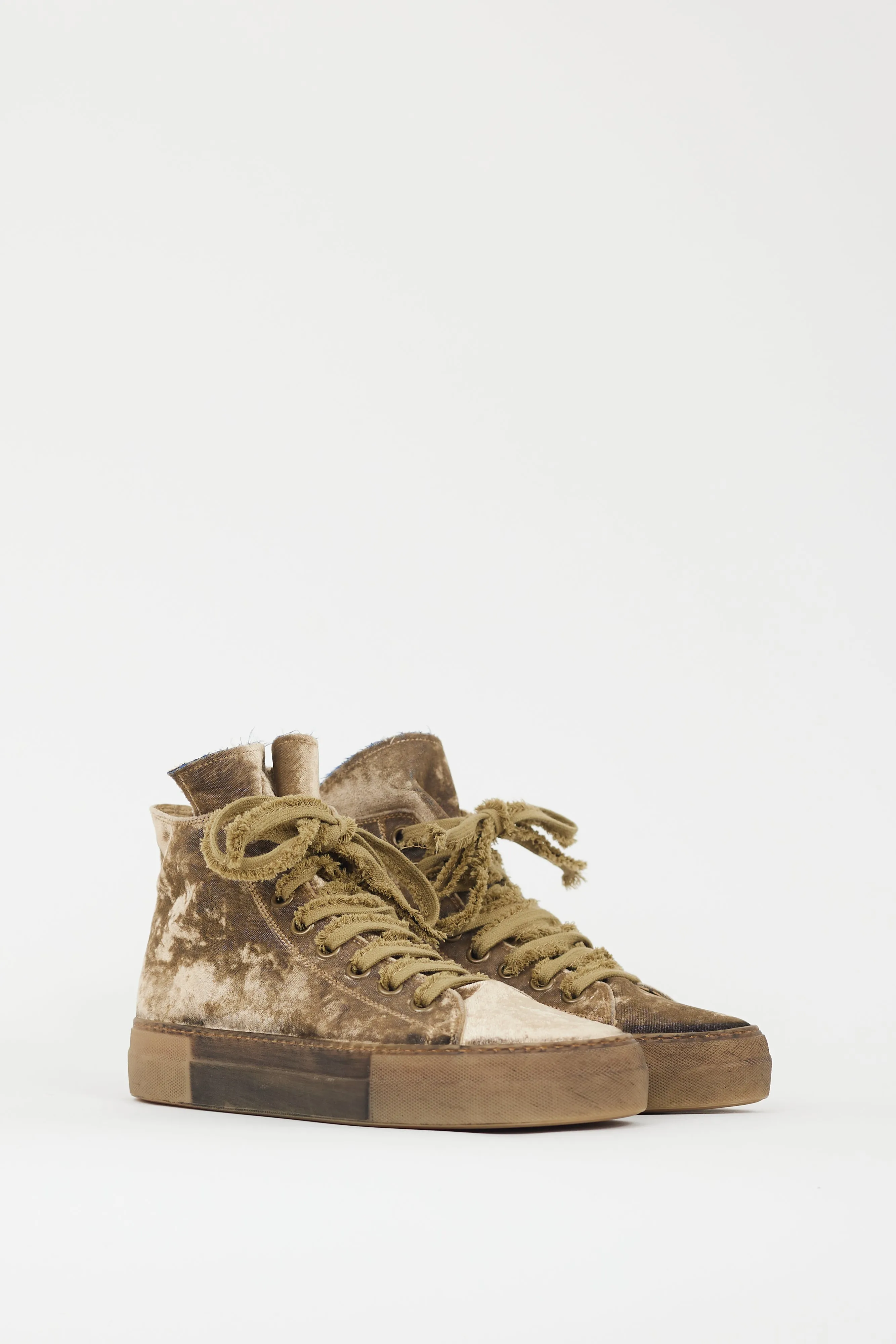 Khaki Brown Velvet Tennis Shoe Sneaker