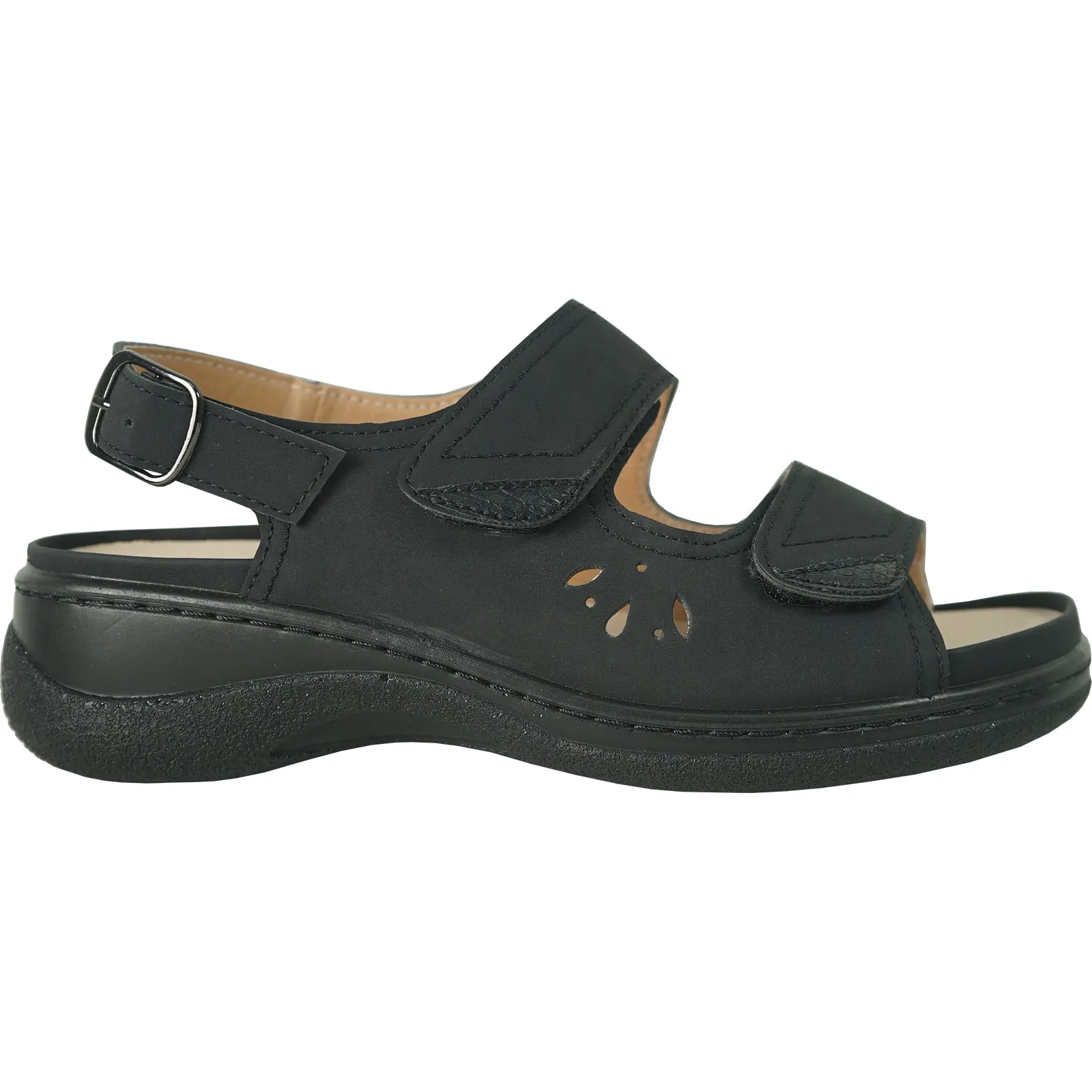 KOZI Women Comfort Casual Sandal OY3102 Wedge Sandal Black – Replaceable Orthopedic Footbed