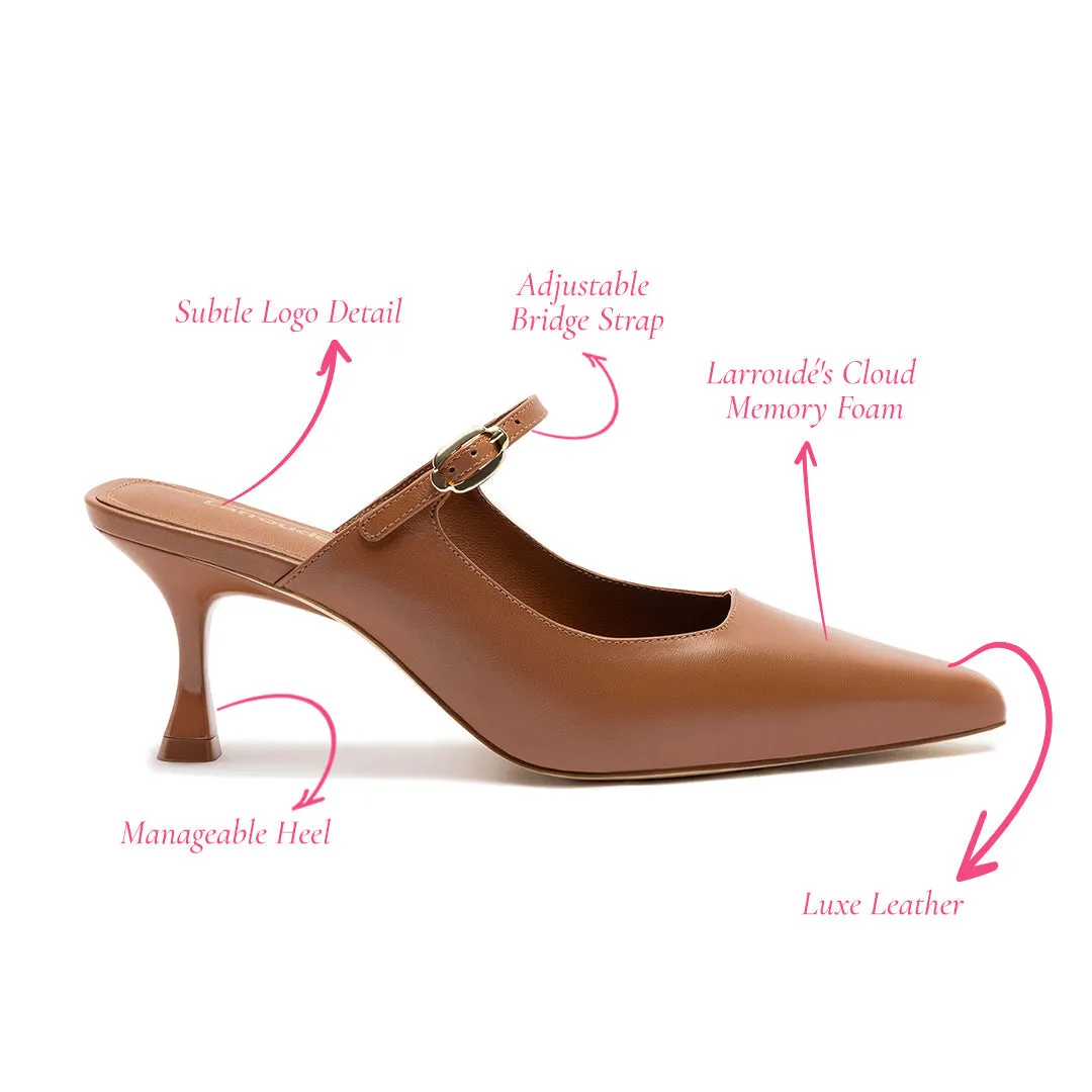 Larroude Ines Mule In Caramel Leather