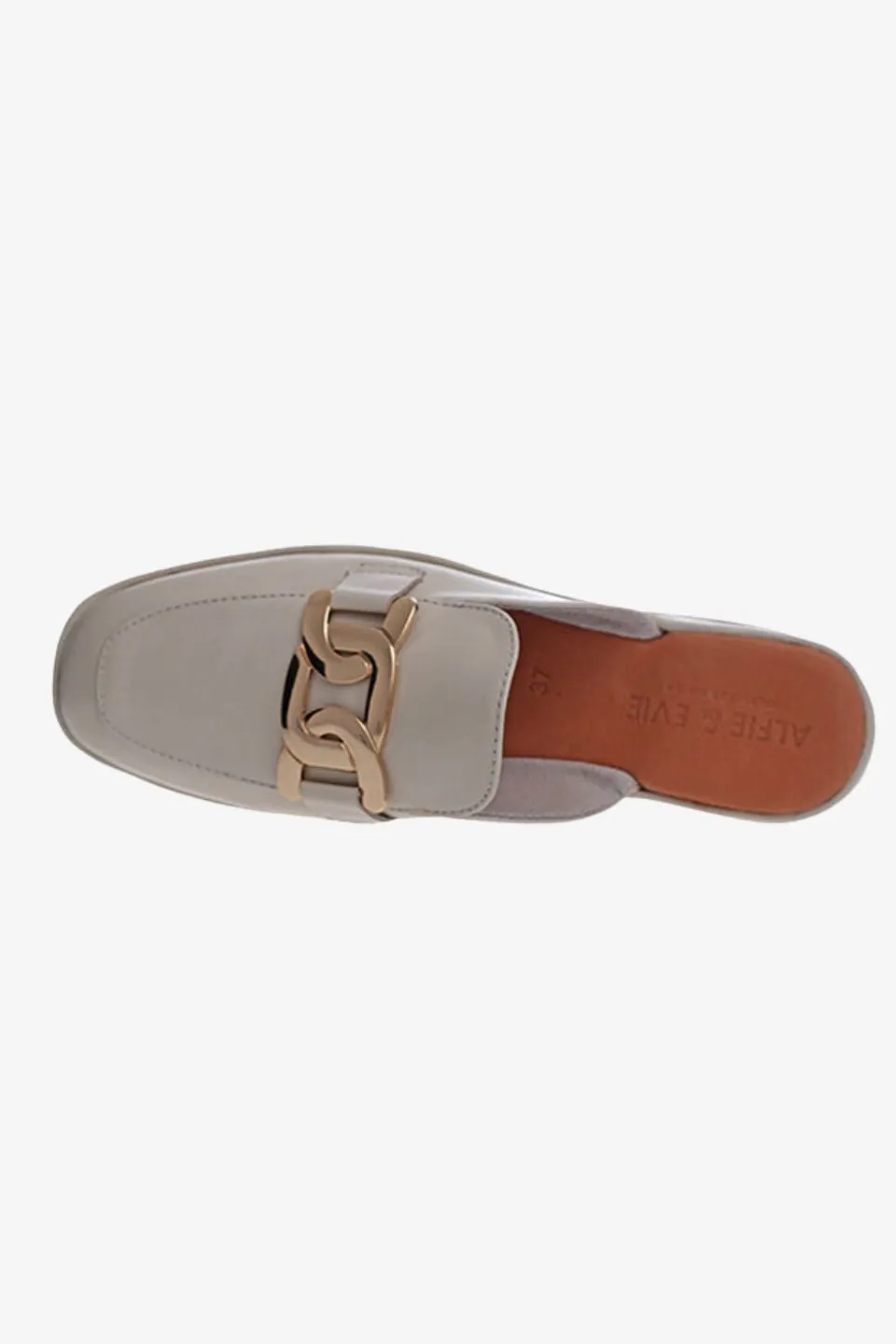 Lifeline Cream Leather Gold Buckle Loafer