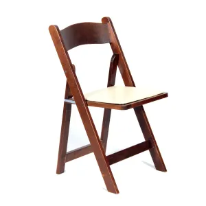 Mahogany Wood Padded Folding Chair