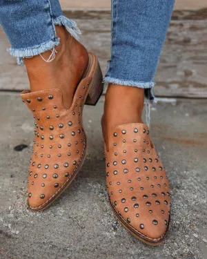 Melarey Studded Faux Leather Mules