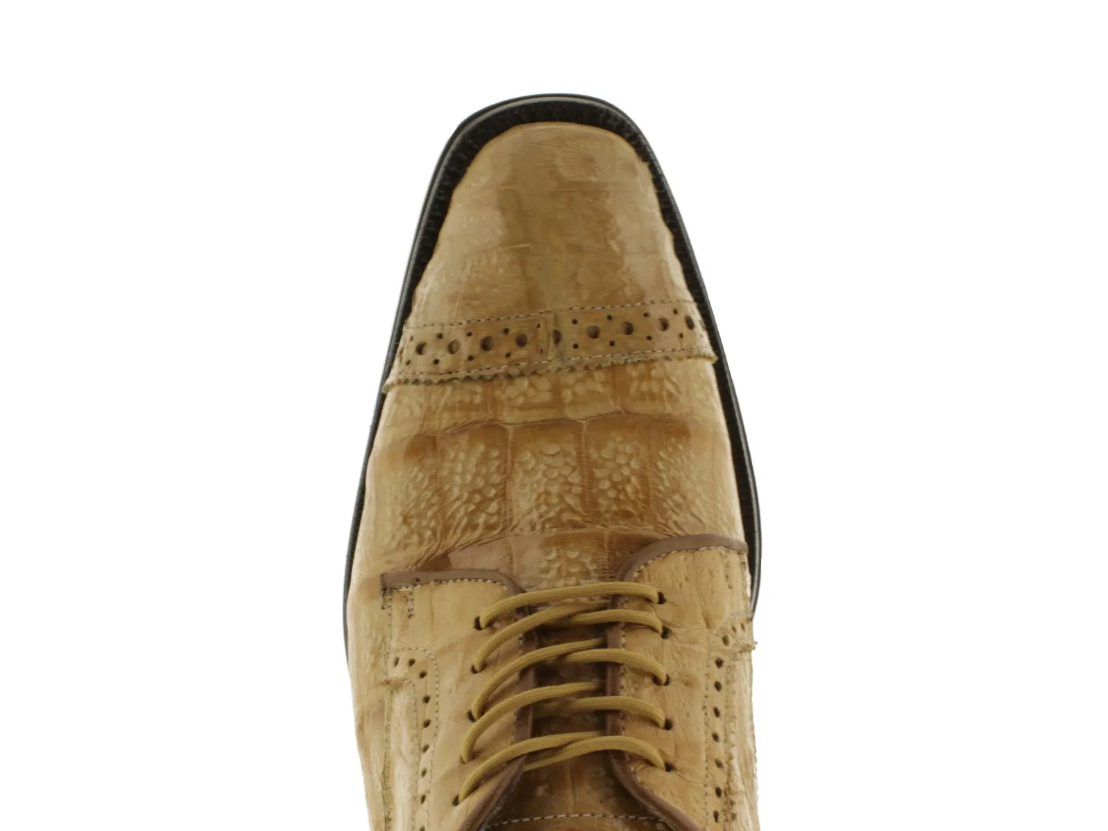 Mens Sand Full Crocodile Skin Exotic Derby Dress Shoes - Dolce Pelle