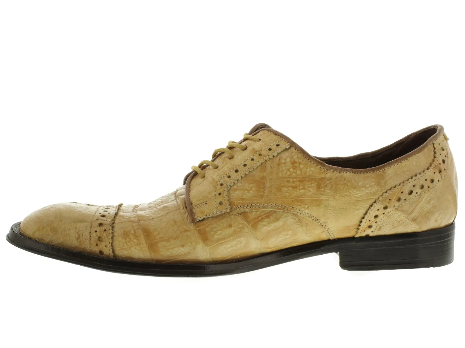 Mens Sand Full Crocodile Skin Exotic Derby Dress Shoes - Dolce Pelle